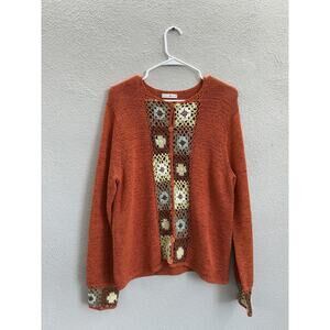 Preswick and Moore Womens Sweater Size Unknown Orange Button Up Knit Floral